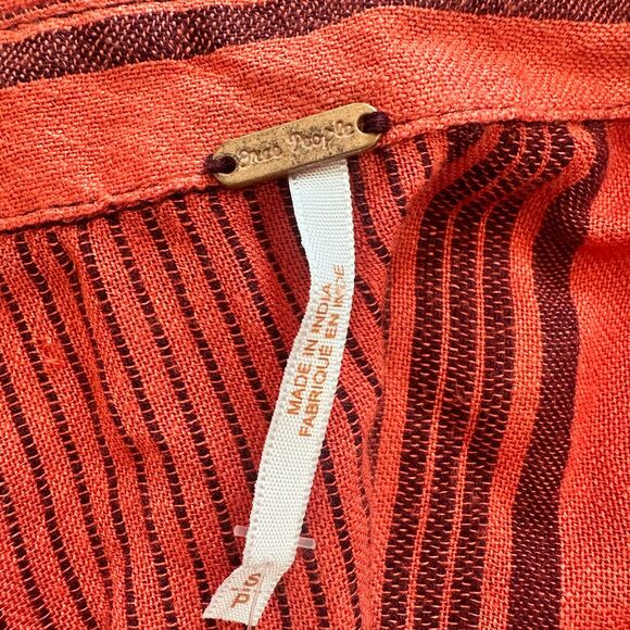 NWT Free People Ombre Striped Sleeveless Button-Down Blouse Coral Burgundy Small - Picture 3 of 7